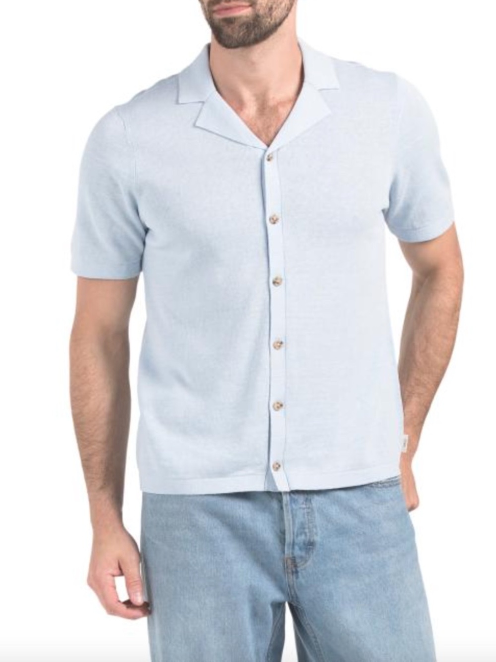 ONIA Linen Blend Camp Sweater Polo